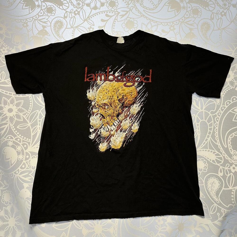 Lamb of God black and yellow band tee 2XL fits XL/L